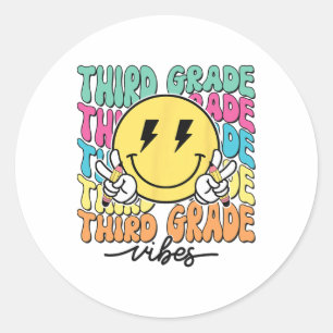 3rd Grade For Girls Boy Teacher Third Grade Back T Classic Round Sticker