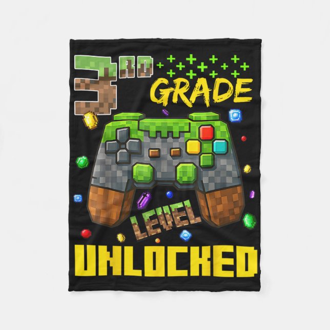 3rd Grade Gamer Shirt First Day Of School Tee  Fleece Blanket (Front)