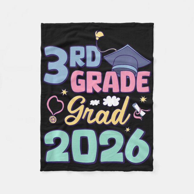 3rd Grade Graduation 2026 Proud Grad Third Grade G Fleece Blanket (Front)