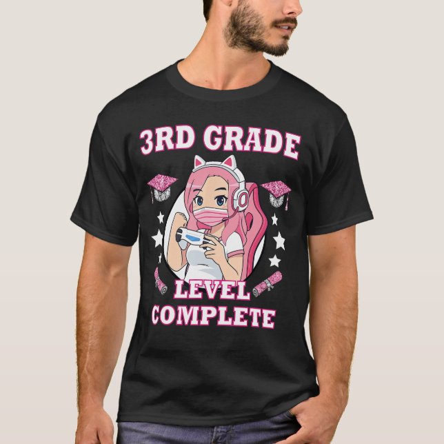 3rd grade level complete funny gaming graduation a T-Shirt (Front)