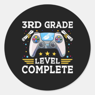 3rd Grade Level Complete Gamer Kids Cl Of 2025 Boy Classic Round Sticker