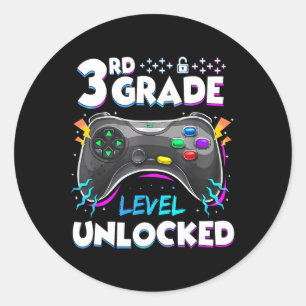 3rd Grade Level Unlocked Back To School First Day Classic Round Sticker