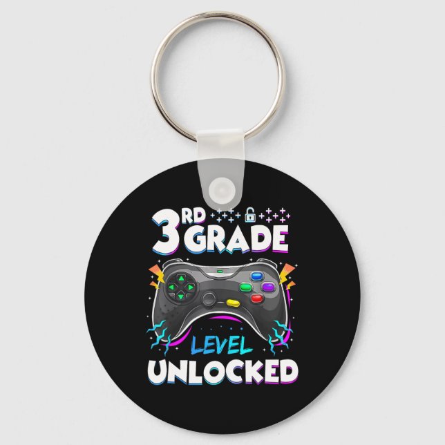 3rd Grade Level Unlocked Back To School First Day  Key Ring (Front)