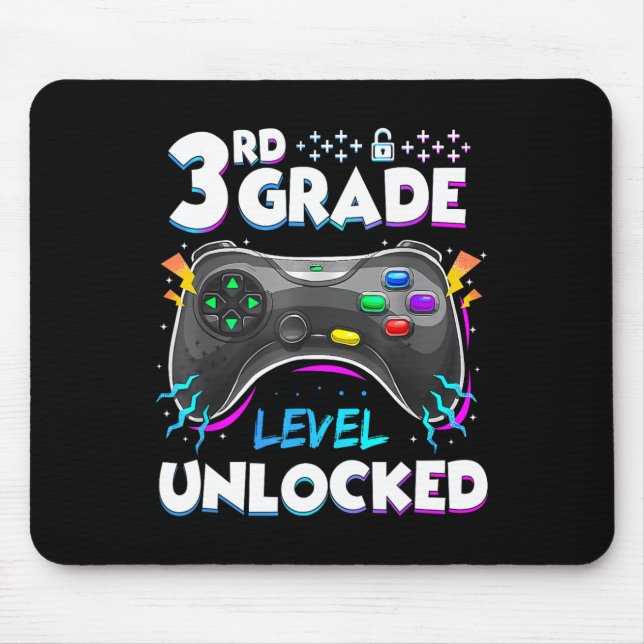 3rd Grade Level Unlocked Back To School First Day  Mouse Mat (Front)