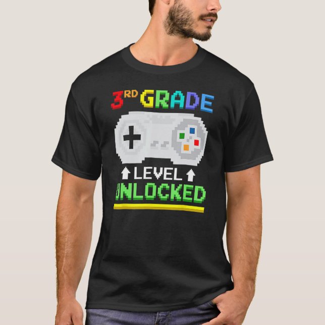 3rd Grade Level Unlocked Back To School Gamer Boys T-Shirt (Front)