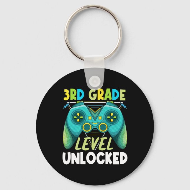 3rd Grade Level Unlocked First Day Back To School  Key Ring (Front)