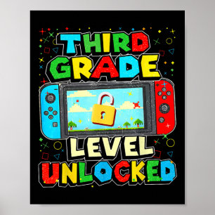 3rd Grade Level Unlocked Funny Gamer Boys Ck To Sc Poster