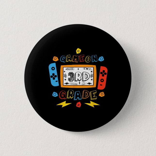 3rd Grade Level Unlocked Game On 3rd Grade Back To 6 Cm Round Badge (Front)