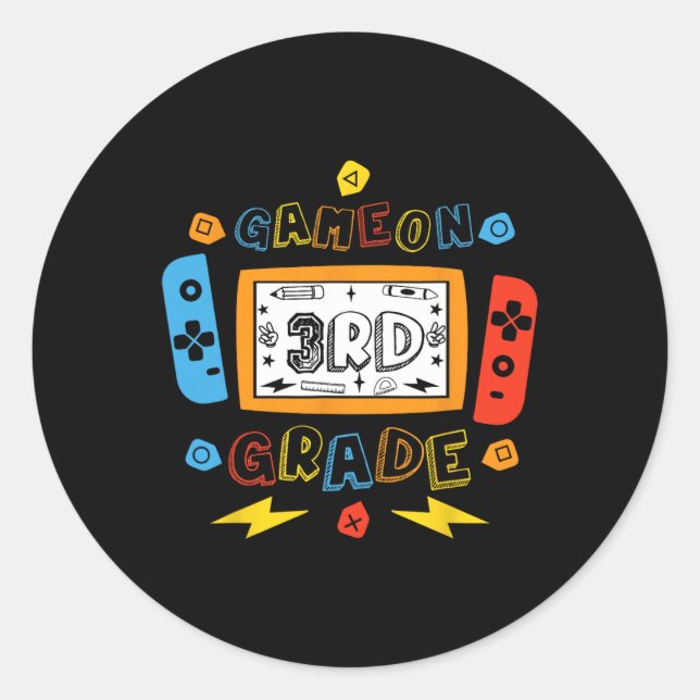 3rd Grade Level Unlocked Game On 3rd Grade Back To Classic Round Sticker (Front)