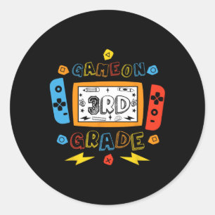 3rd Grade Level Unlocked Game On 3rd Grade Back To Classic Round Sticker