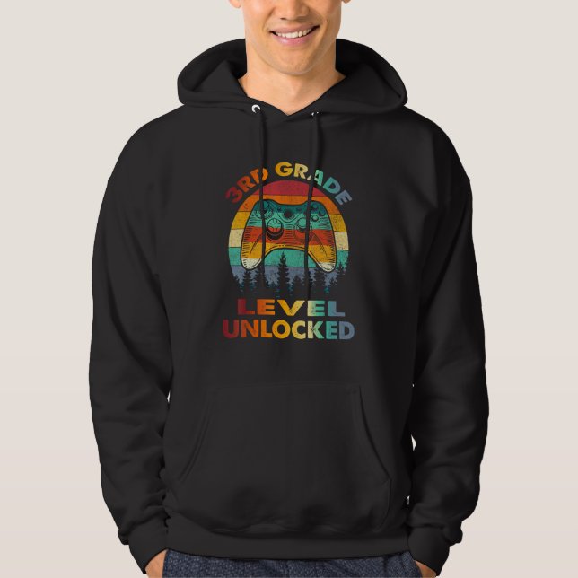 3rd Grade Level Unlocked Gamer 1st Day Of School B Hoodie (Front)