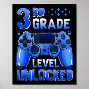 3rd Grade Level Unlocked Gamer First Day Of School Poster