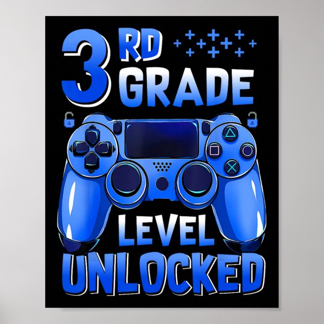3rd Grade Level Unlocked Gamer First Day Of School Poster (Front)