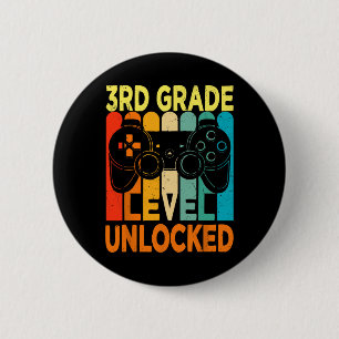 3rd Grade Level Unlocked Video Game Back To School 6 Cm Round Badge