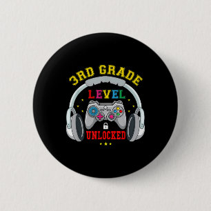 3rd Grade Level Unlocked Video Game Back To School 6 Cm Round Badge