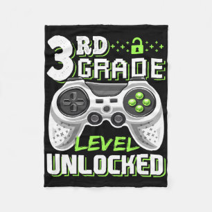 3rd Grade Level Unlocked Video Game Back To School Fleece Blanket