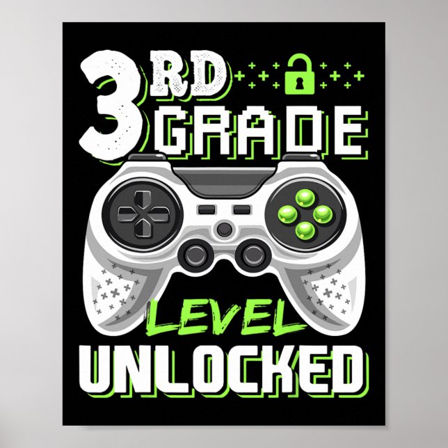 3rd Grade Level Unlocked Video Game Back To School Poster (Front)