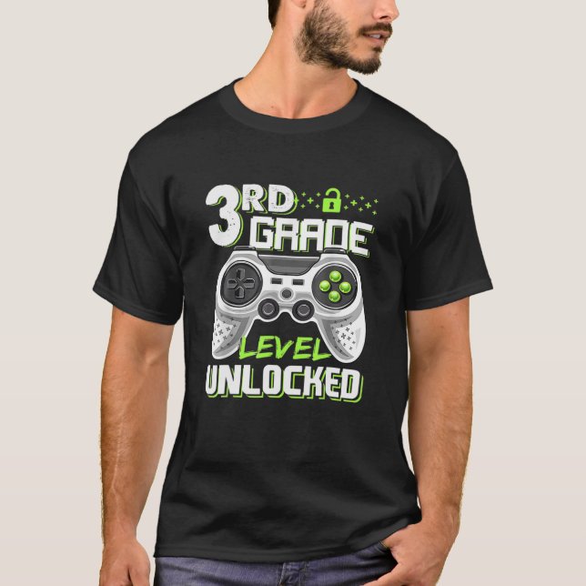 3Rd Grade Level Unlocked Video Game Back To School T-Shirt (Front)