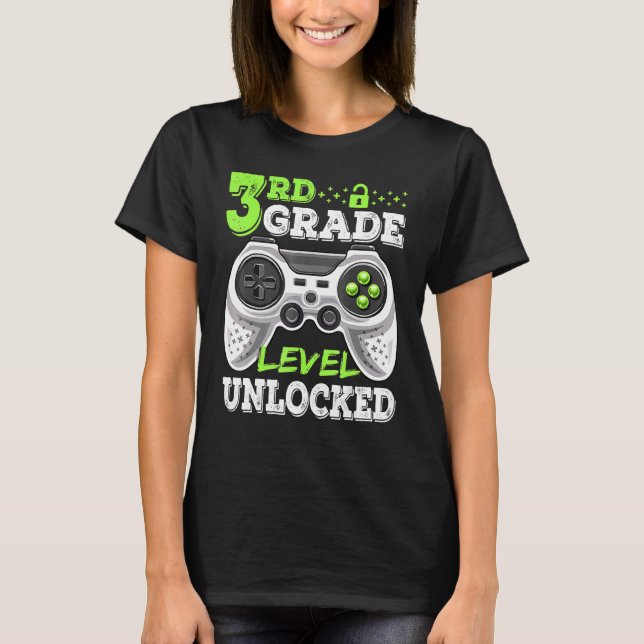 3rd Grade Level Unlocked Video Game Back To School T-Shirt (Front)