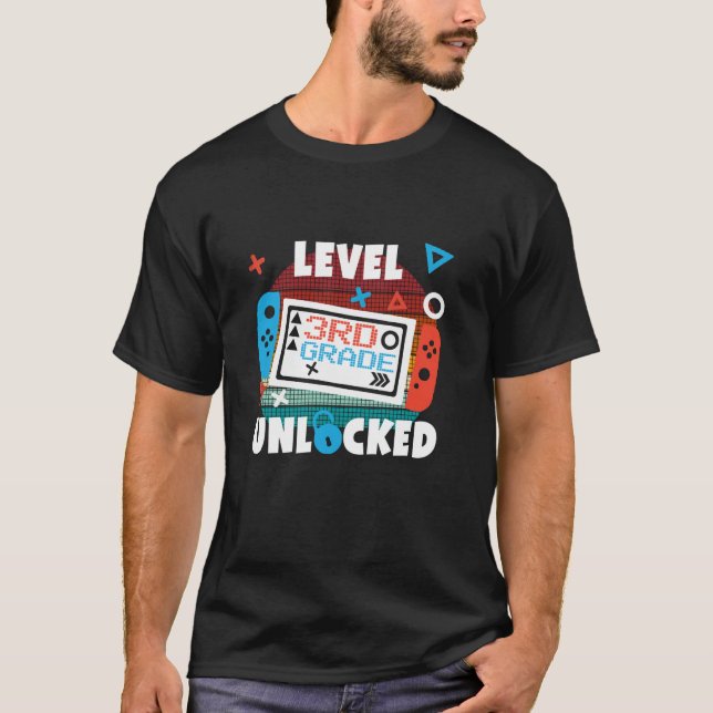 3rd Grade Level Unlocked Video Game Back to School T-Shirt (Front)