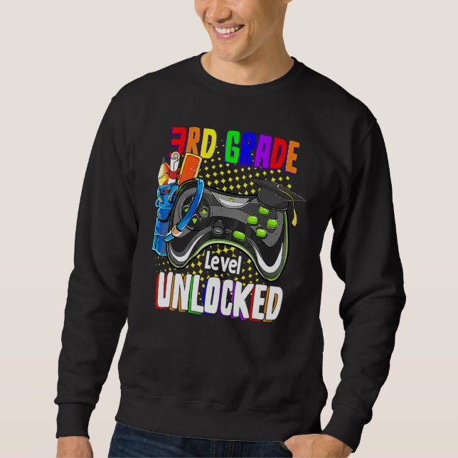 3rd Grade Level Unlocked Video Game Boy Back To Sc Sweatshirt (Front)