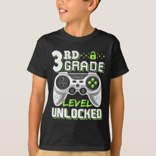 3rd Grade Level Unlocked Video Game Byck To School T-Shirt