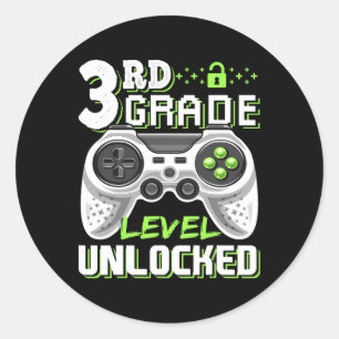 3rd Grade Level Unlocked Video Game Ck To School B Classic Round Sticker