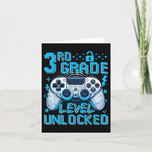 3rd Grade Level Unlocked Video Game First Day Boy  Card