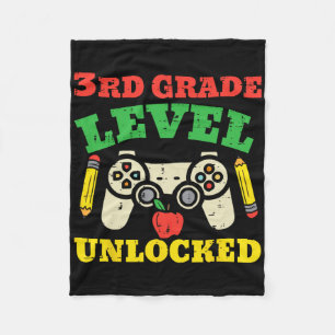 3rd Grade Level Unlocked Video Game First Day Of S Fleece Blanket