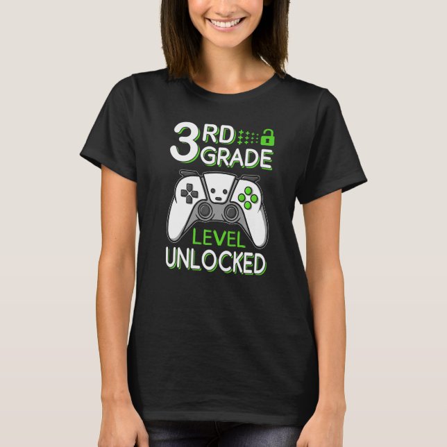 3rd Grade Level Unlocked VideoGame Gamer Back to S T-Shirt (Front)