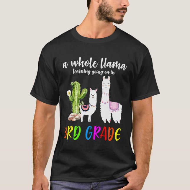 3rd Grade Llama Cactus Student Back To School T-Shirt (Front)