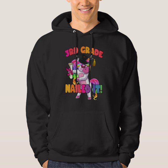 3rd Grade Nailed It Dabbing Unicorn Last Day Of Sc Hoodie (Front)