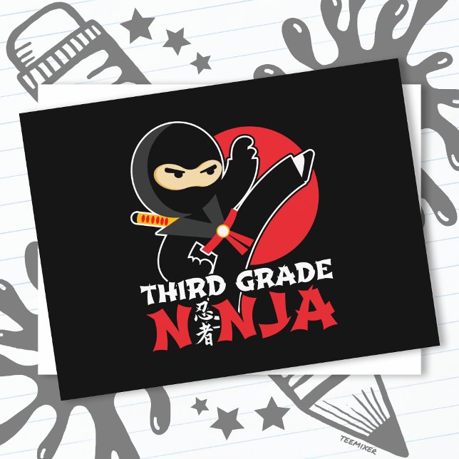 3rd Grade Ninja Kick First Day Back To School Postcard (Creator Uploaded)