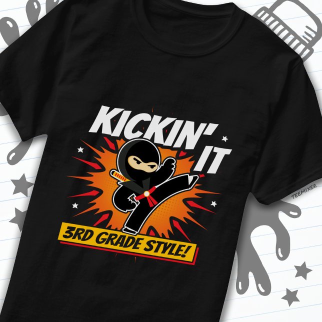 3rd Grade Ninja Kick First Day Back To School T-Shirt (Creator Uploaded)