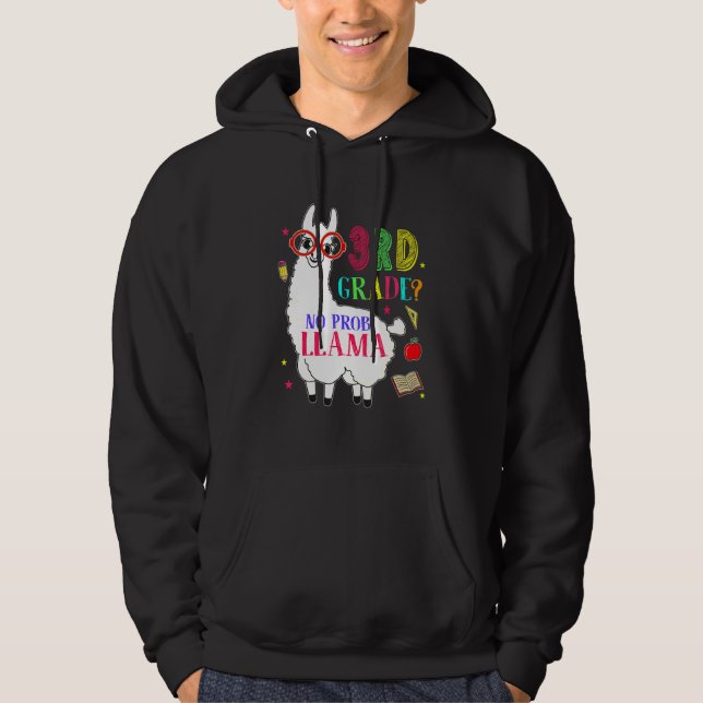 3rd Grade No Prob Llama Aplaca Third Grade Teacher Hoodie (Front)