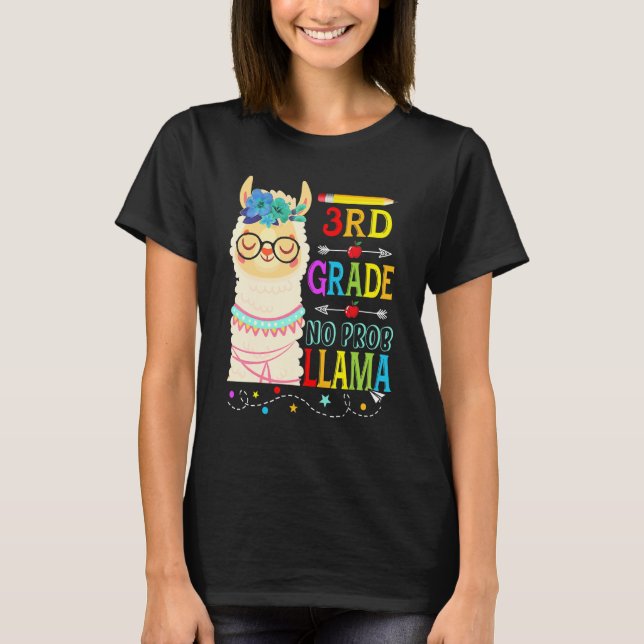 3rd Grade No Prob Llama Back To School First Day 2 T-Shirt (Front)
