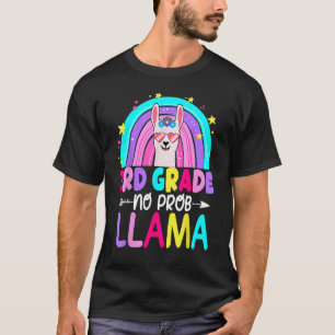 3rd Grade No Prob Llama Rainbow Back To School Tea T-Shirt