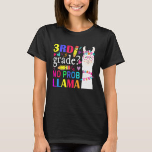 3rd Grade No Prob Llama Teacher Student Kids Back  T-Shirt