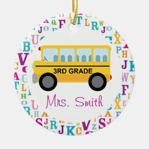 3rd Grade Personalised School Bus Teacher Ornament