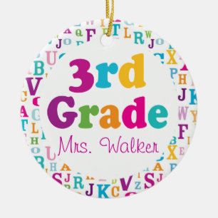 3rd Grade Personalised School Teacher Ornament