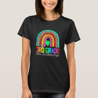 3rd grade rainbow leopard teacher team third grade T-Shirt