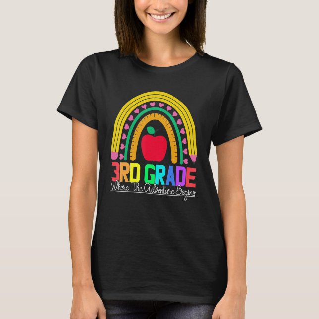 3rd grade rainbow leopard teacher team third grade T-Shirt (Front)