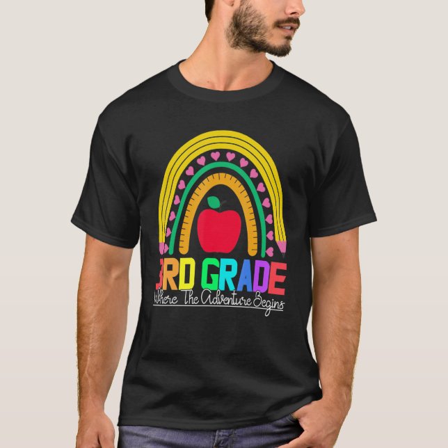 3rd grade rainbow leopard teacher team third grade T-Shirt (Front)