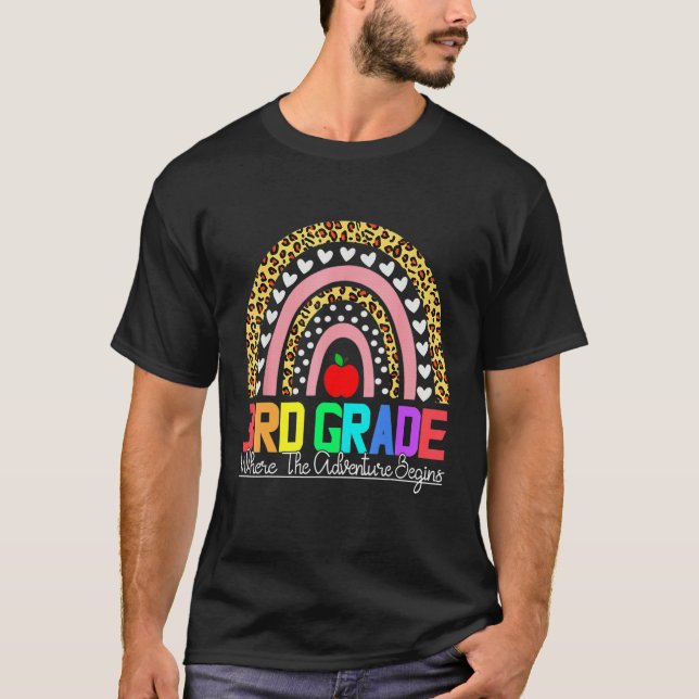 3rd grade rainbow leopard teacher team third grade T-Shirt (Front)