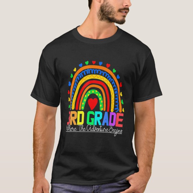 3rd grade rainbow leopard teacher team third grade T-Shirt (Front)