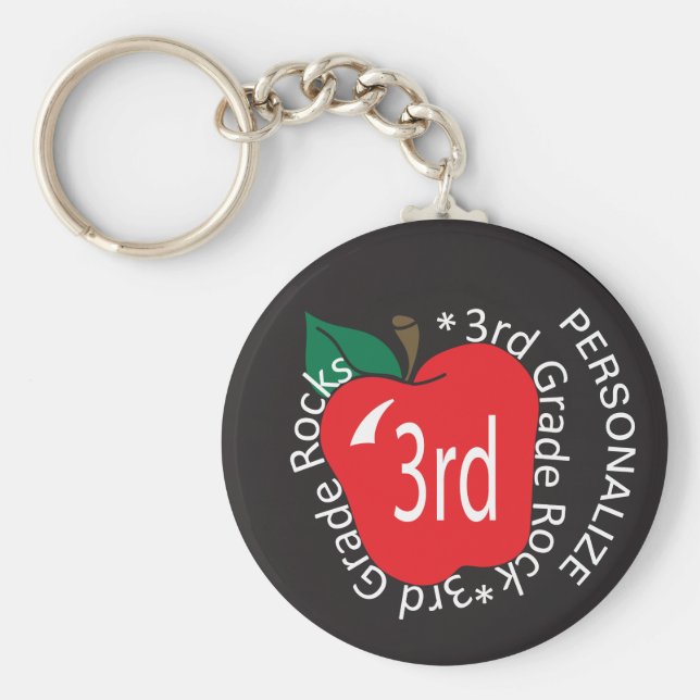 3rd Grade  Rocks - School Teacher Key Ring (Front)