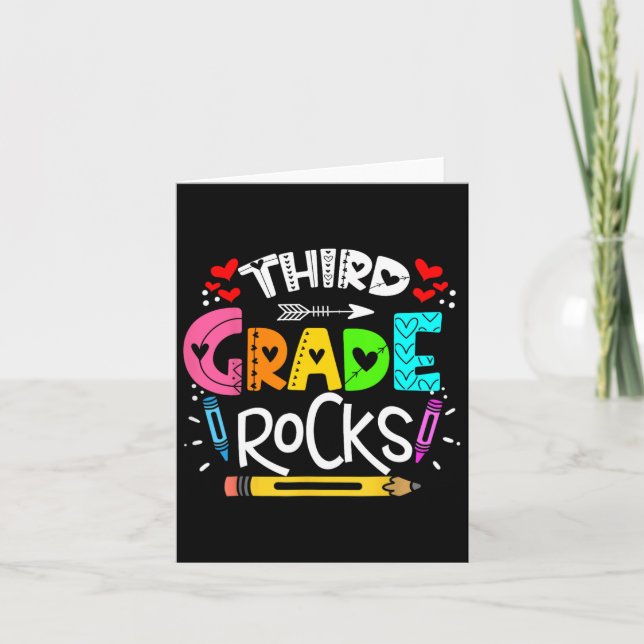 3rd Grade Rocks Third Grade Rock Back To School  Card (Front)