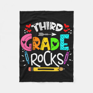 3rd Grade Rocks Third Grade Rock Back To School Fleece Blanket