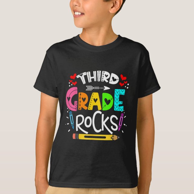 3rd Grade Rocks Third Grade Rock Back To School  T-Shirt (Front)