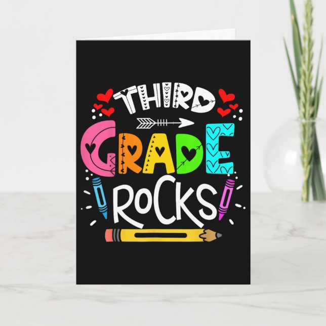 3rd Grade Rocks Third Grade Rock Ck To School  Card (Front)